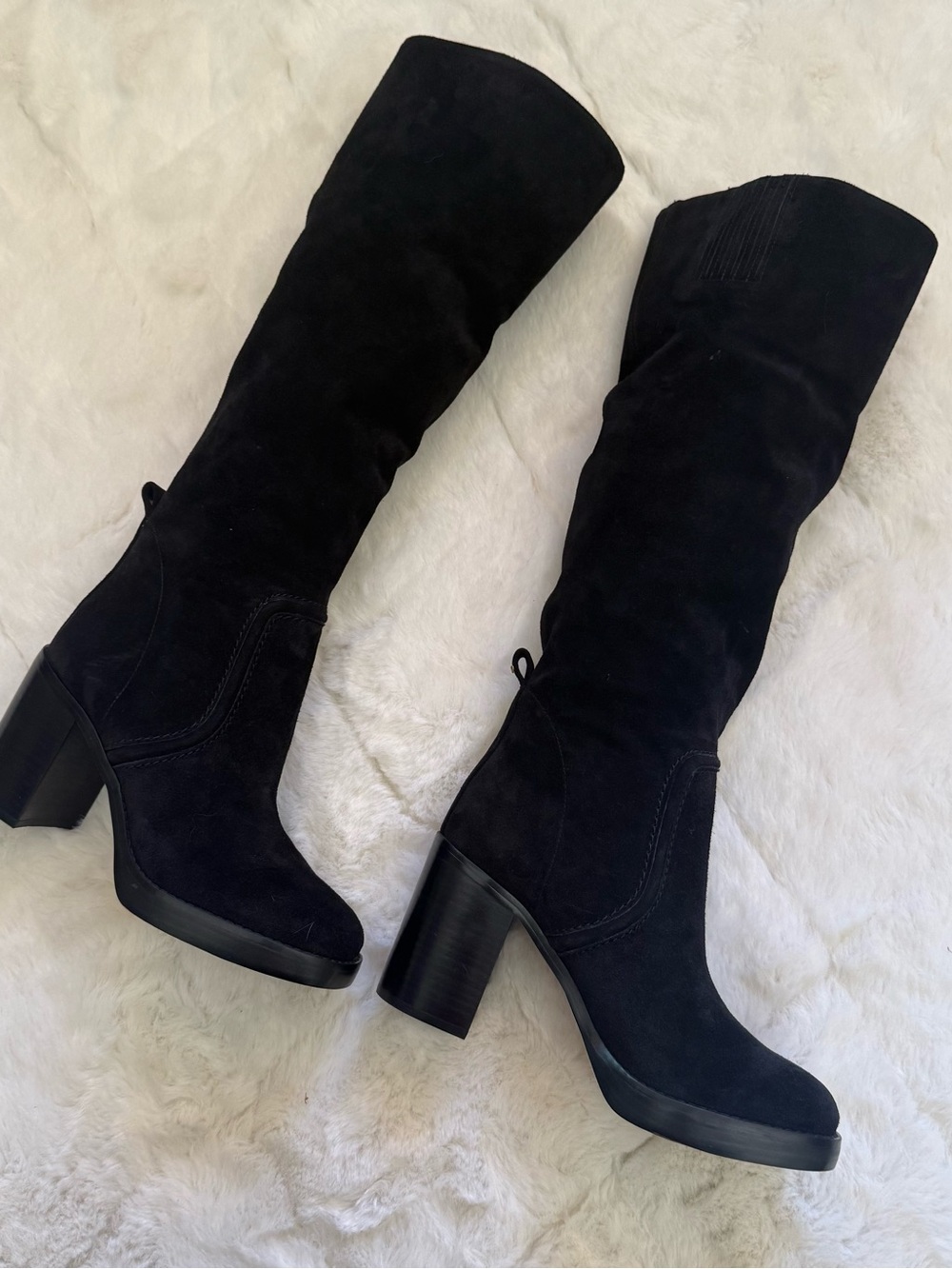 Michael Kors Women's Black Suede Knee-High Block Heel Boots
